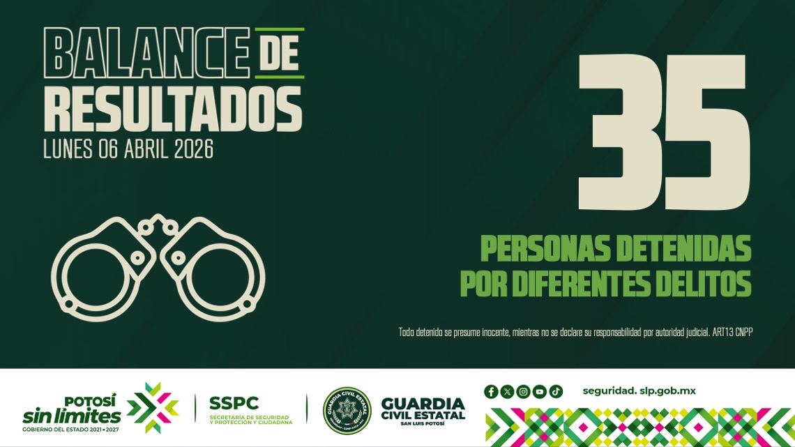 Detenciones y aseguramientos refuerzan seguridad en San Luis Potosí